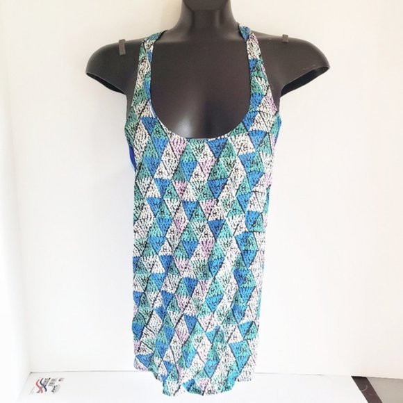 ELLA MOSS Tiki Racerback Tank Ocean Blue S - Picture 4 of 9